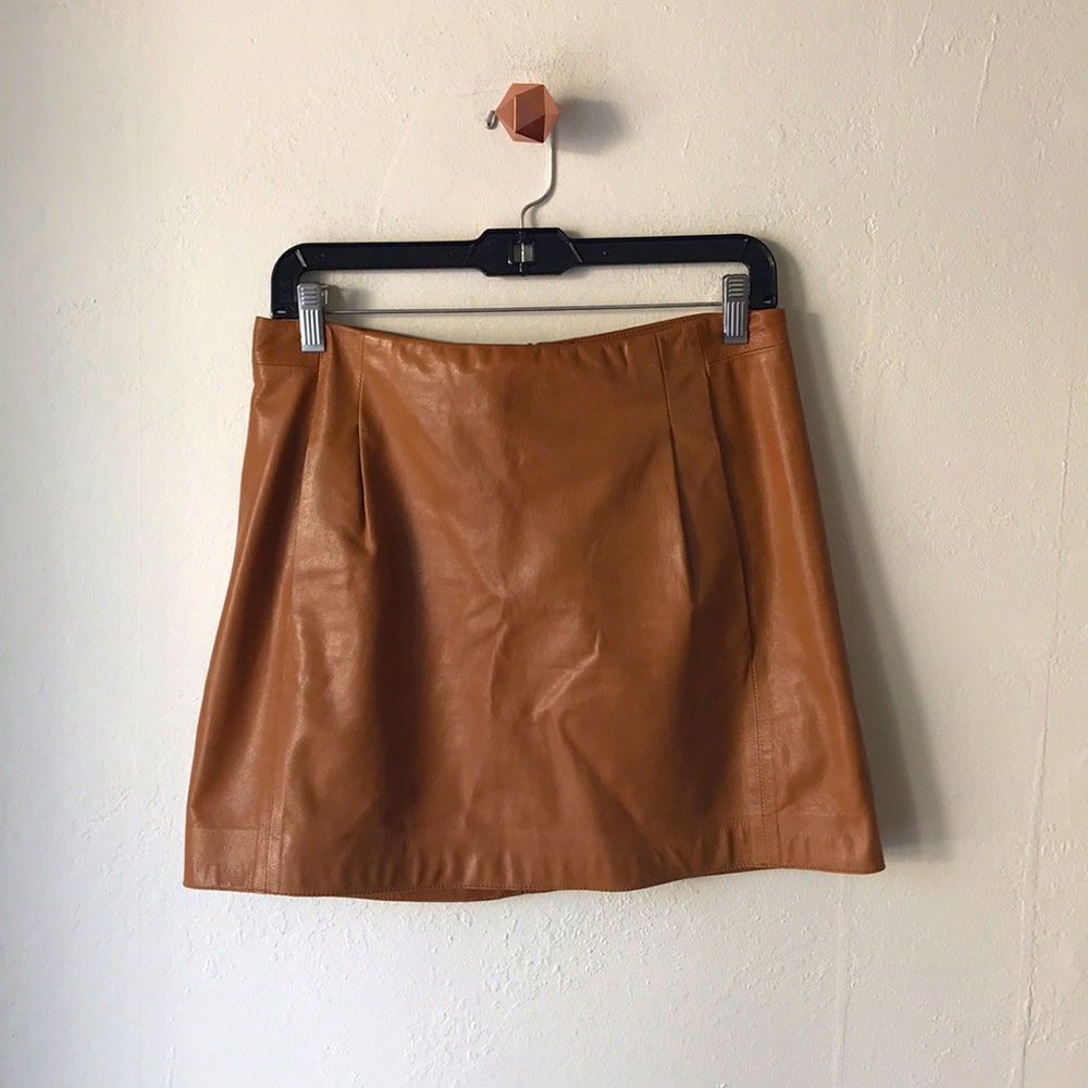 Fall Tan Leather Mini Skirt